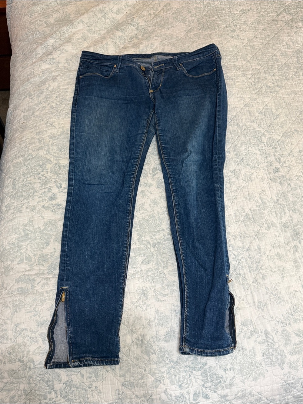 H&M Dark Blue Skinny Jeans with Ankle Zippers